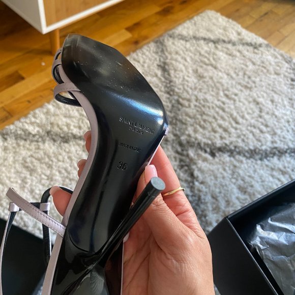 Saint Laurent Nuit Silk Ankle-Strap Sandals in Lilac Brand New Size 6 - Picture 5 of 5